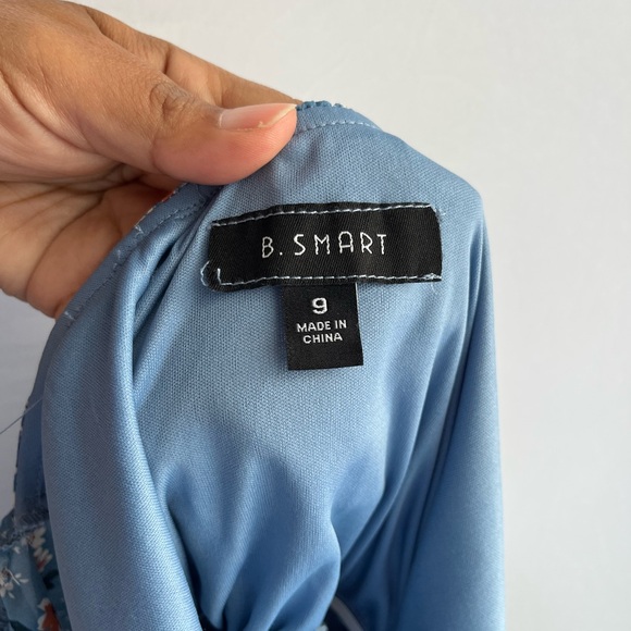 B. Smart Blue and White Tiered Puff Sleeve Sundress - Picture 12 of 14